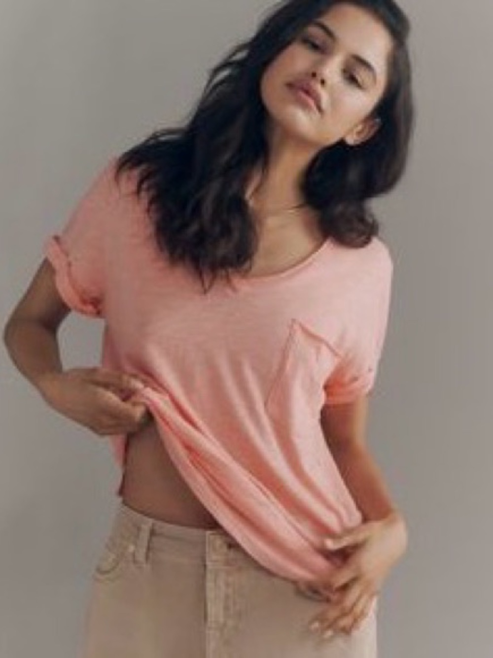 Anthropologie Relaxed Pocket Tee in Peach